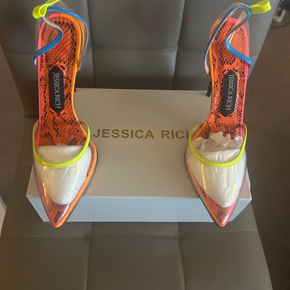 Jessica Rich Women's Neon Orange and Yellow Heels